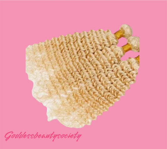 G.B.SLLC #613 Blonde Deepwave 18”-30” Hair Bundles
