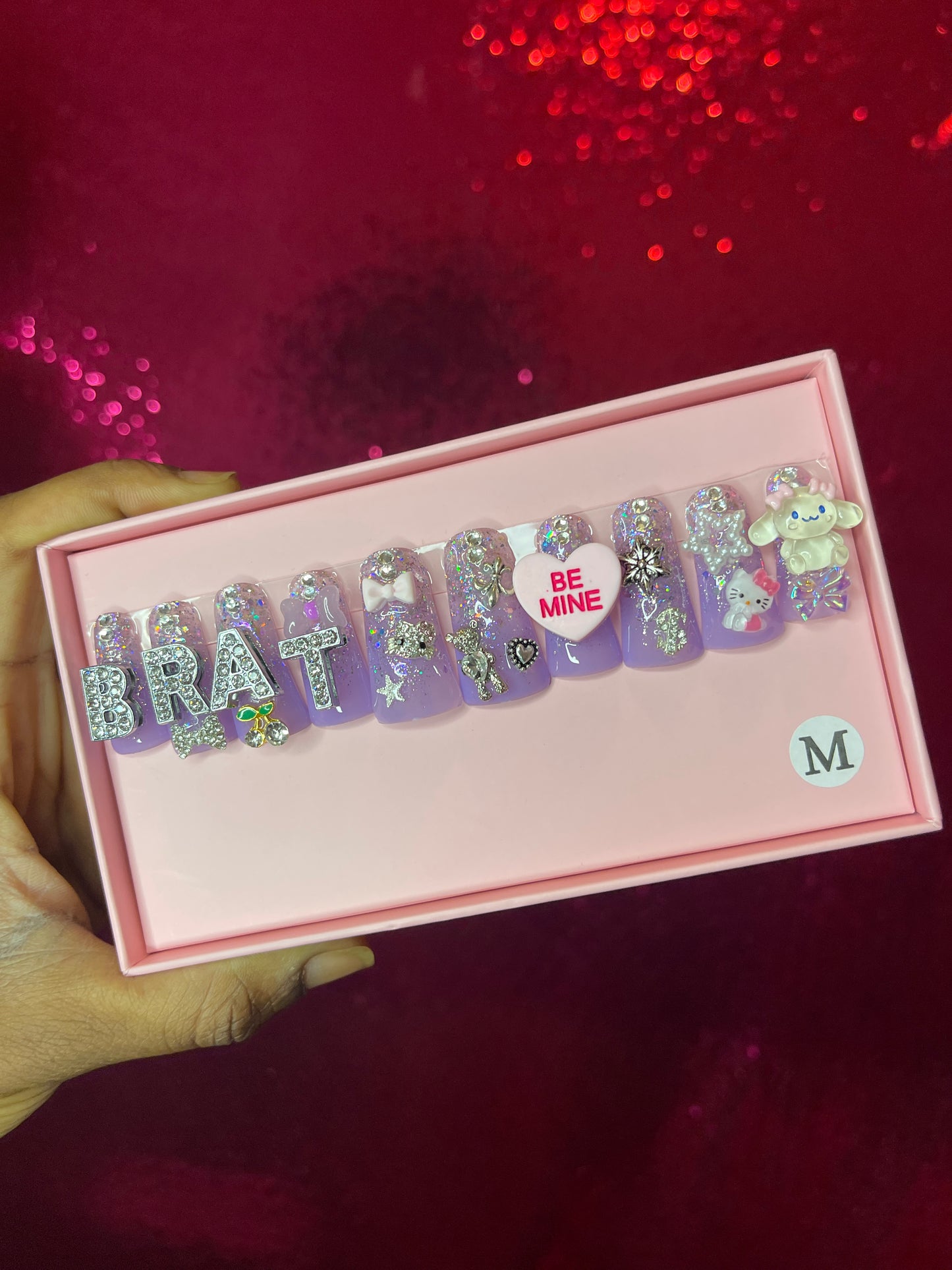 G.B.SLLC 100% Hand-Made Press On Nails Big Brat Duckies Set