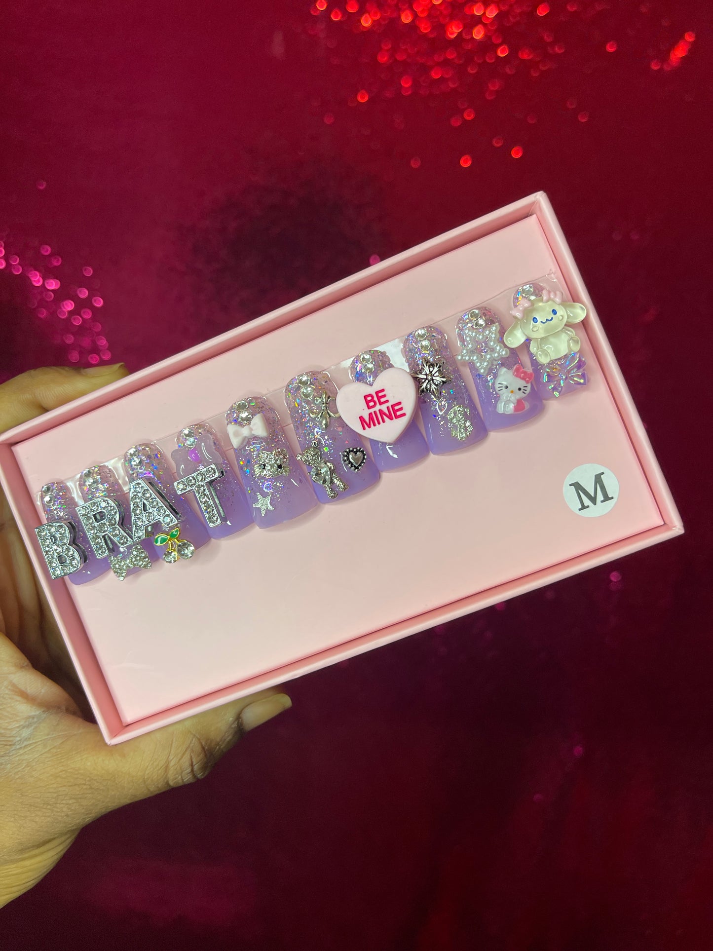 G.B.SLLC 100% Hand-Made Press On Nails Big Brat Duckies Set
