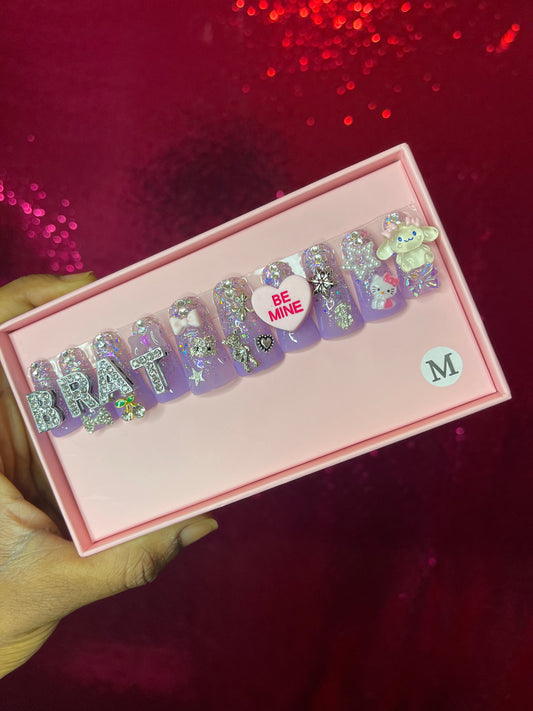G.B.SLLC 100% Hand-Made Press On Nails Big Brat Duckies Set