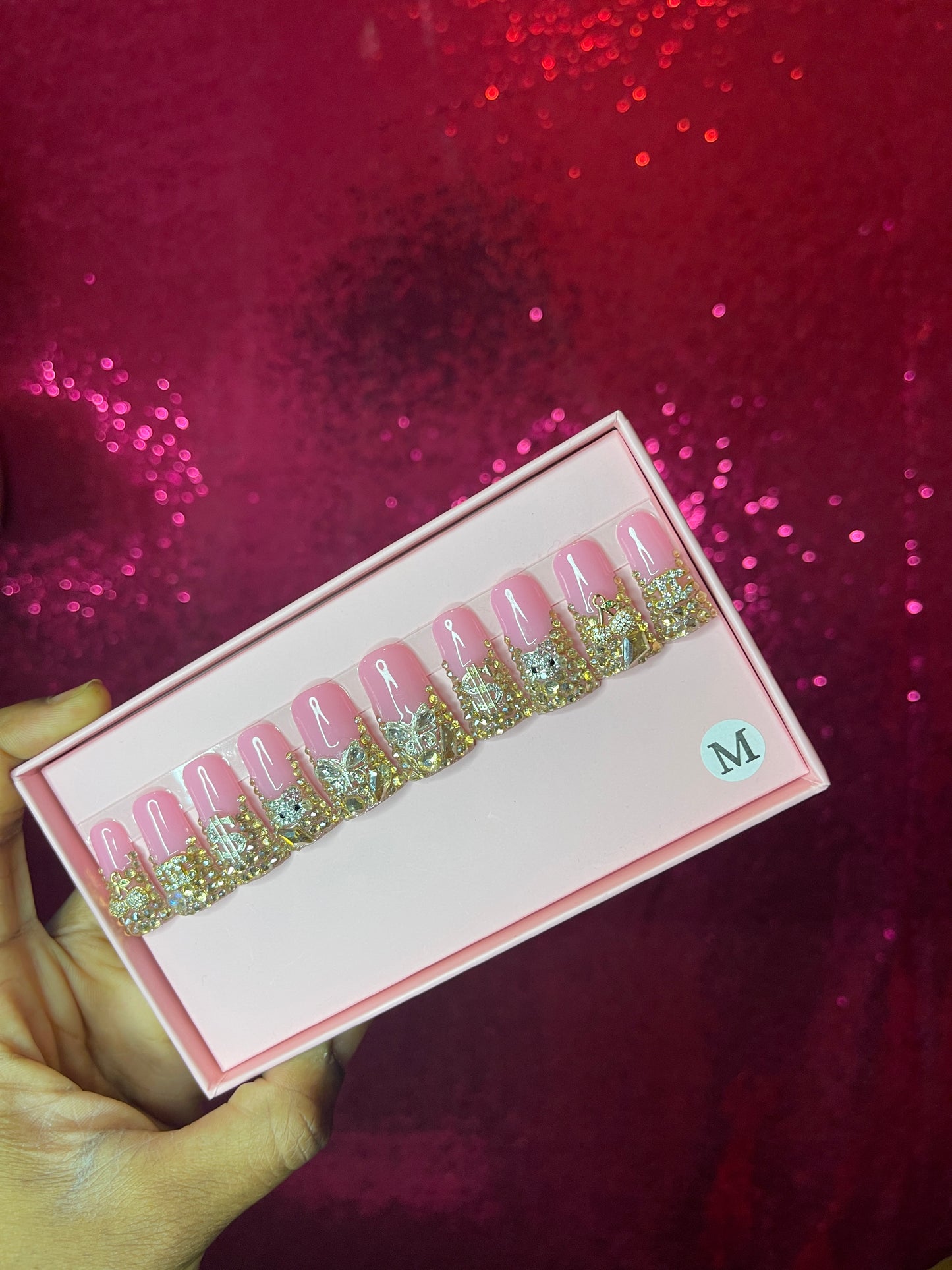 G.B.SLLC 100% Hand-Made Press On Nails 24K Gold Duckies Set