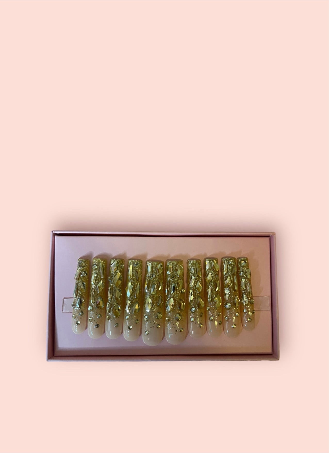 G.B.SLLC 100% Hand-Made Press On Nails Gold Shimmer Set