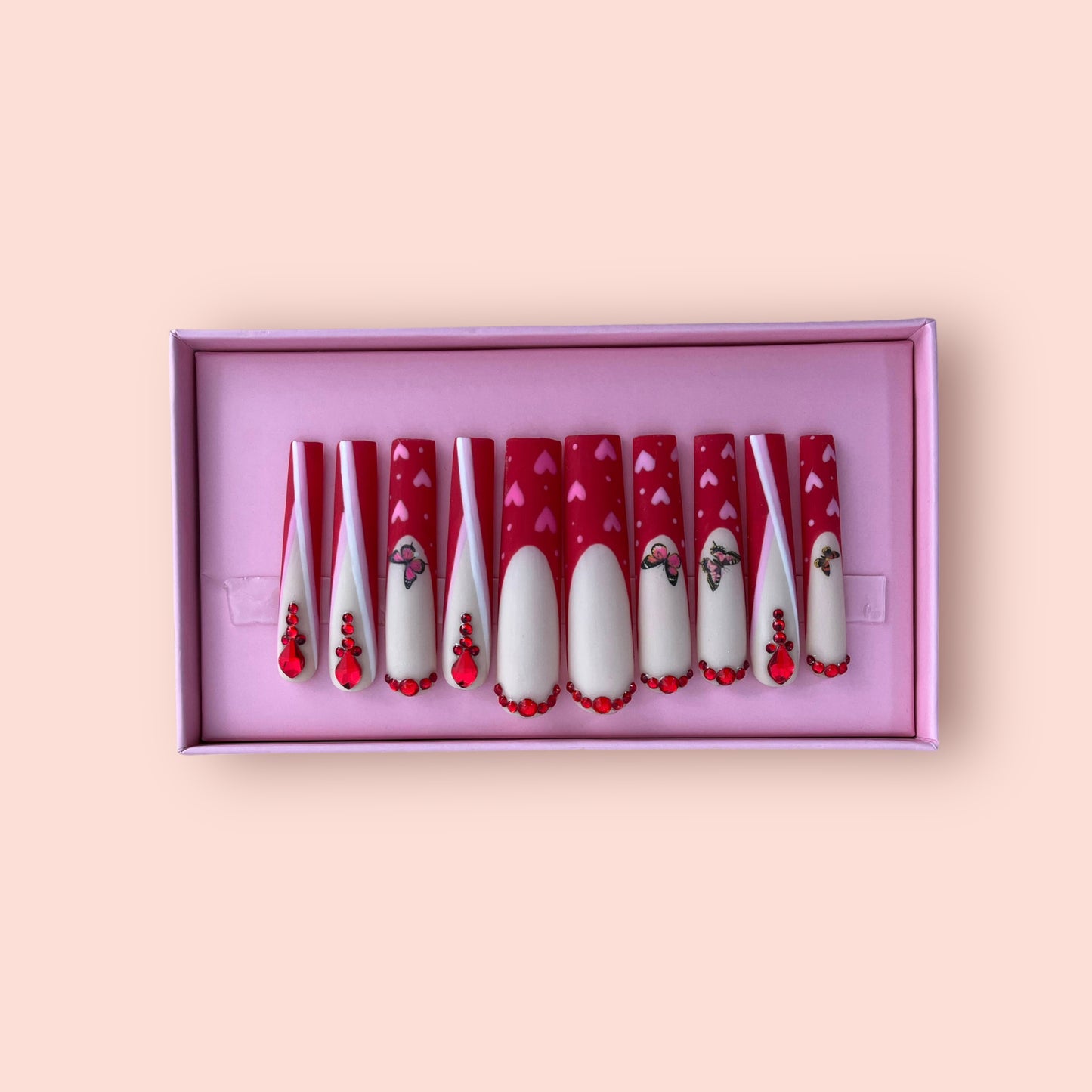 G.B.SLLC 100% Hand-Made Press On Nails Love Is In The Air Set