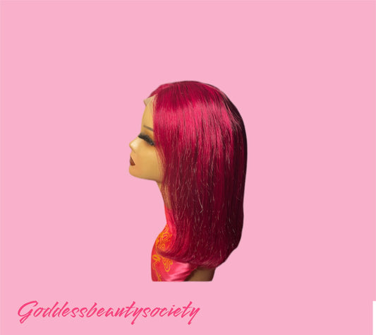 Fusion Red 4x4 Transparent Lace  Wig